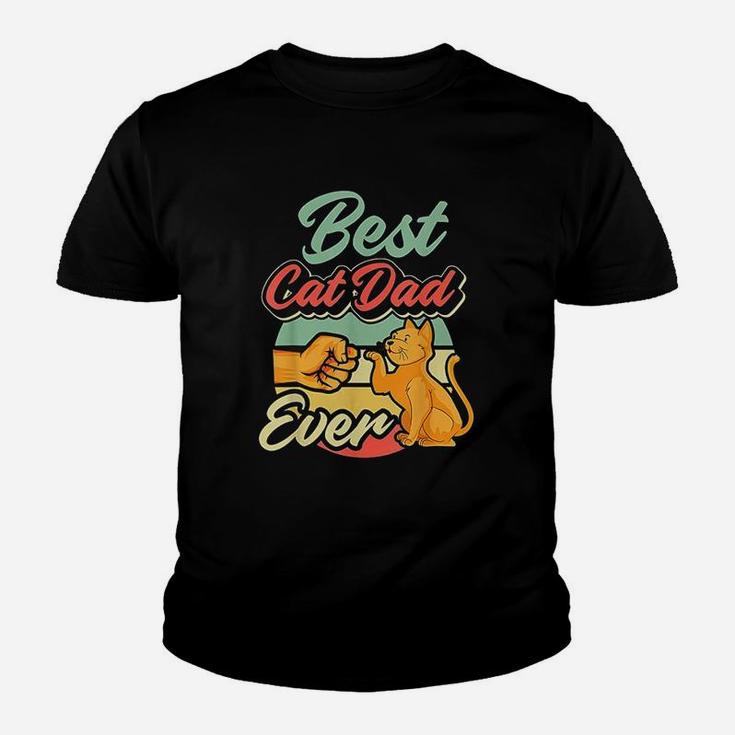 Best Cat Dad Ever Retro Vintage Best Cat Father Gift Kid T-Shirt