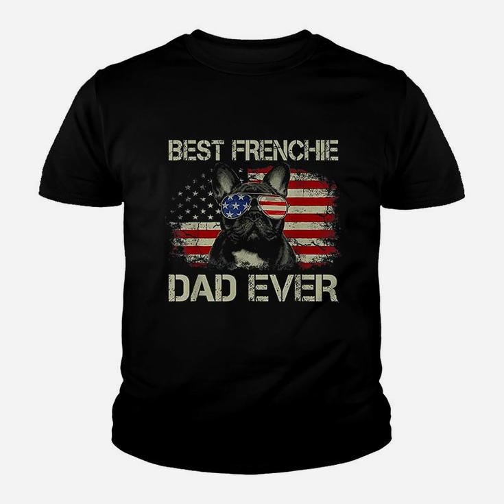 Best Frenchie Dad Ever Bulldog American Flag Gift Kid T-Shirt
