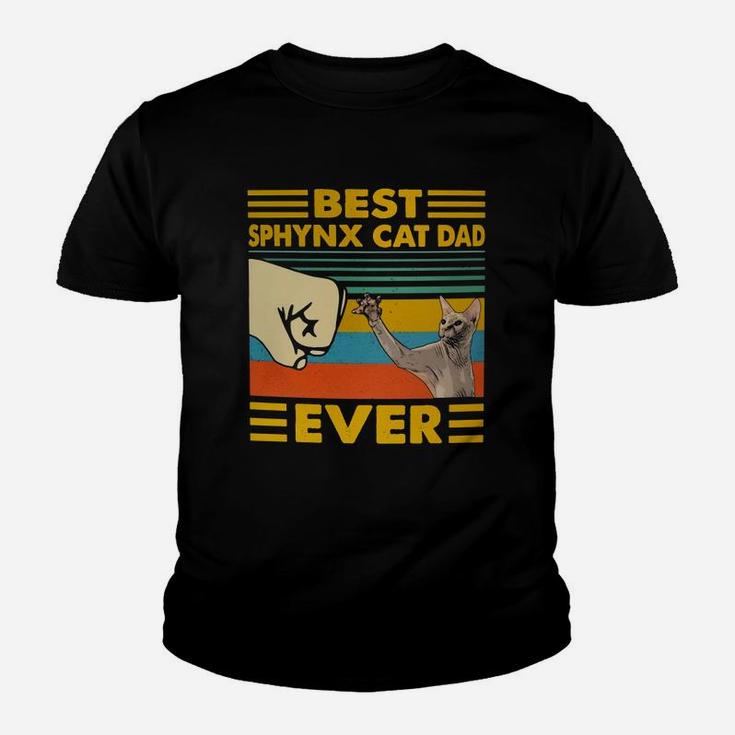 Best Sphynx Cat Dad Ever Retro Vintage Sunset Kid T-Shirt