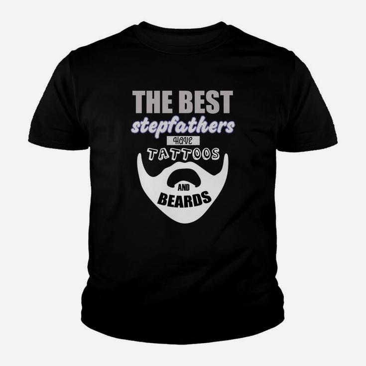 Best Stepfather Beards Tattoo Gift Step Dad Daddy Tee Kid T-Shirt