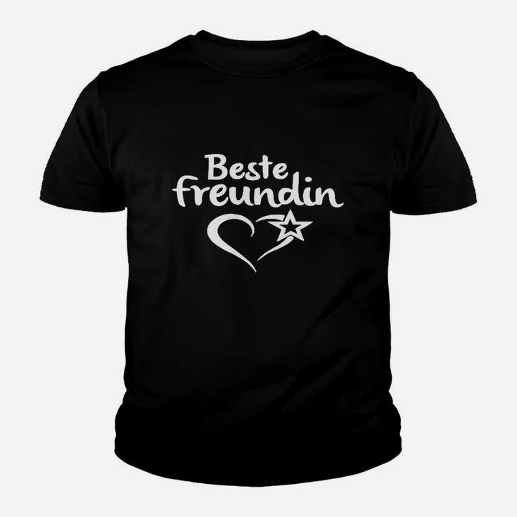 Beste Freundin Schwarzes Damen-Kinder Tshirt mit Herzstern-Motiv