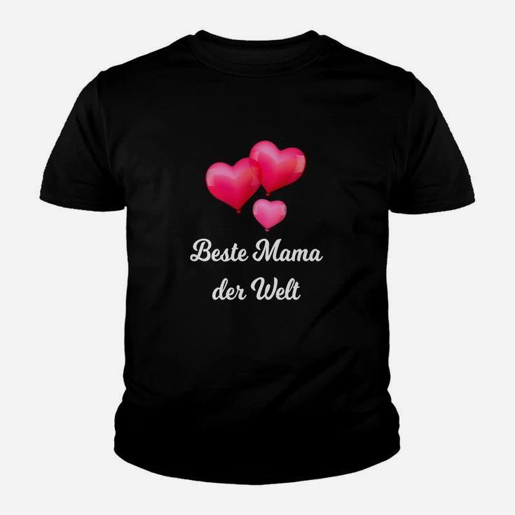Beste Mama der Welt Schwarzes Kinder Tshirt mit Herzmotiv für Muttertag