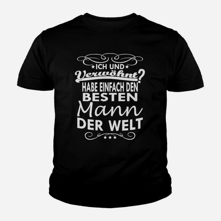 Bester Mann der Welt Schwarzes Kinder Tshirt, Originelles Design für Ehemänner