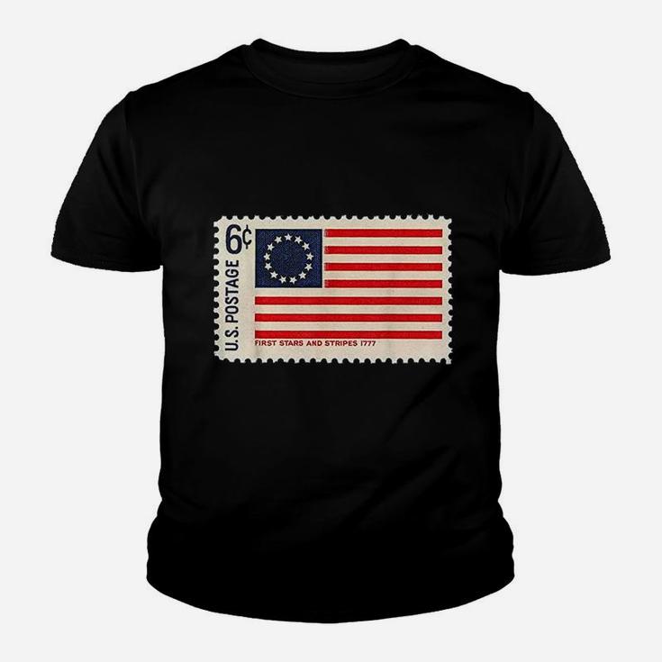 Betsy Ross American Us Flag Usa Revolutionary Slavery Stamp Kid T-Shirt
