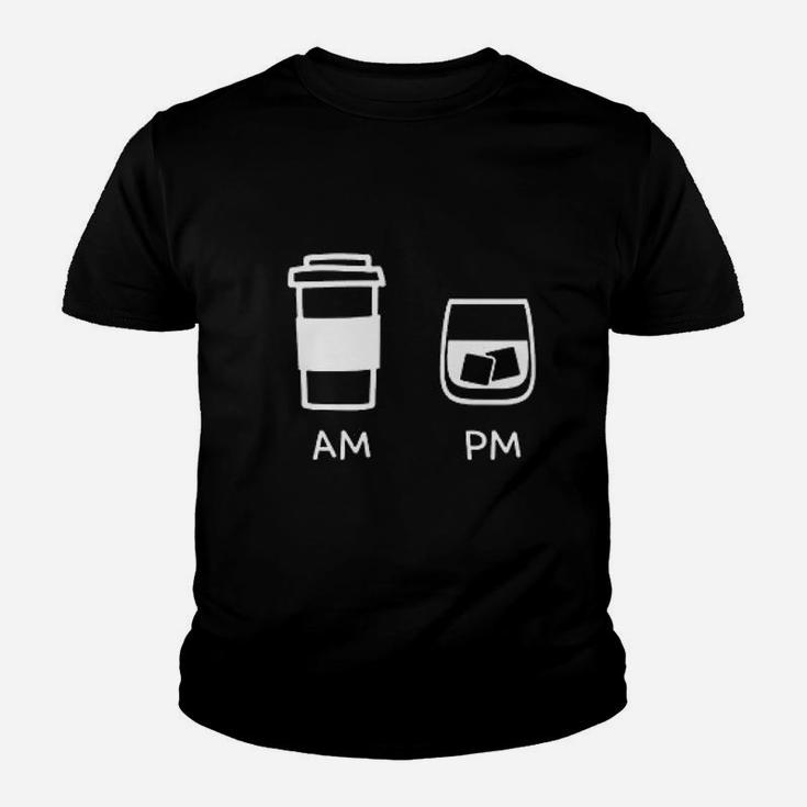Big And Tall Am To Pm Coffee Whisky Rum Tequila Vodka Kid T-Shirt