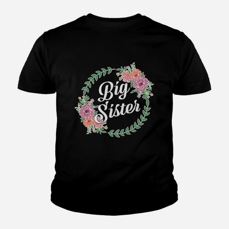 Big Sister With Flower Circle Youth Kid T-Shirt