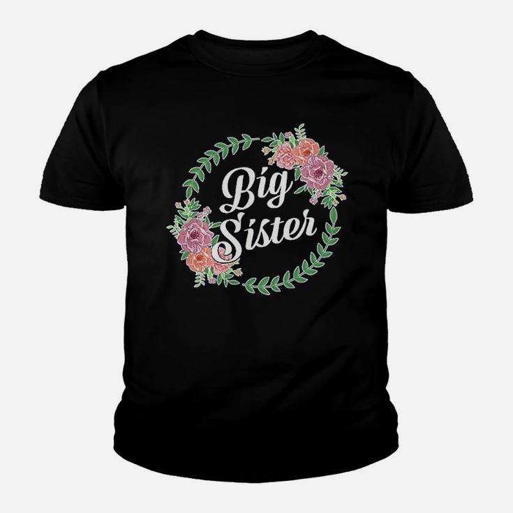 Big Sister With Flower Circle Youth Kid T-Shirt