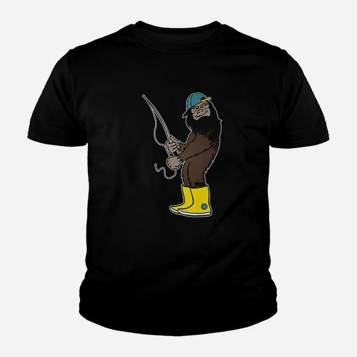 Bigfoot Fishing Funny Boots And Cap Fish Lover Kid T-Shirt