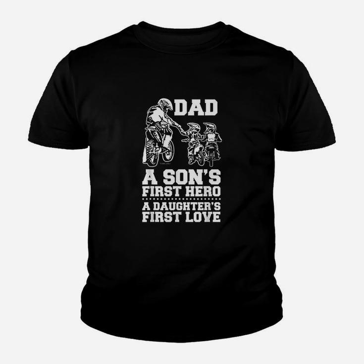 Biker Dad Hero First Love Bike Rider Motocross Kid T-Shirt