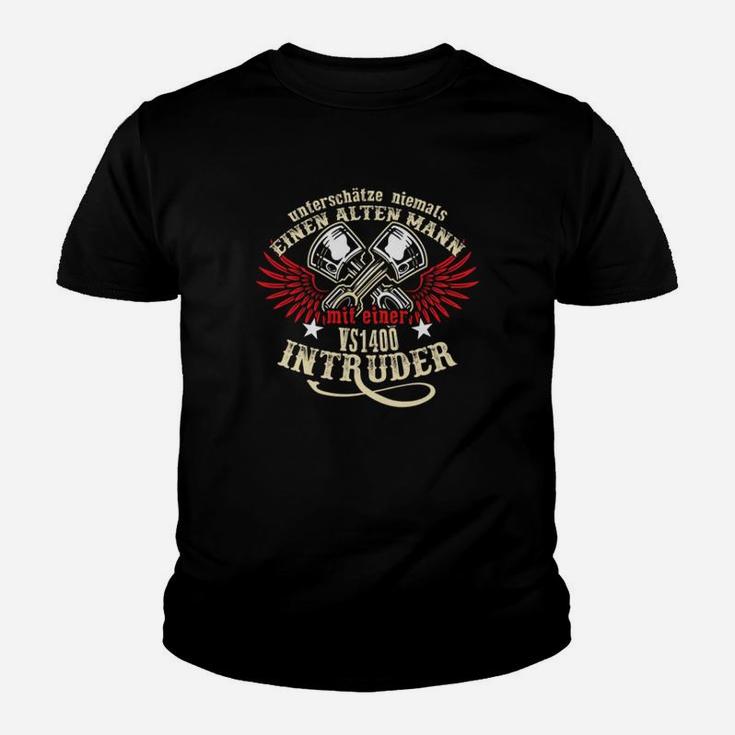 Biker Kinder Tshirt mit Adler & Intruder Design, Schwarzes Motivshirt