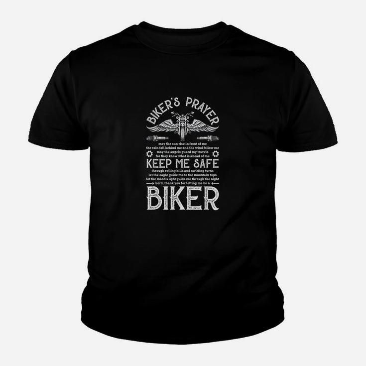 Biker's Prayer Vintage Motorcycle Biker Biking Motorcycling Kid T-Shirt