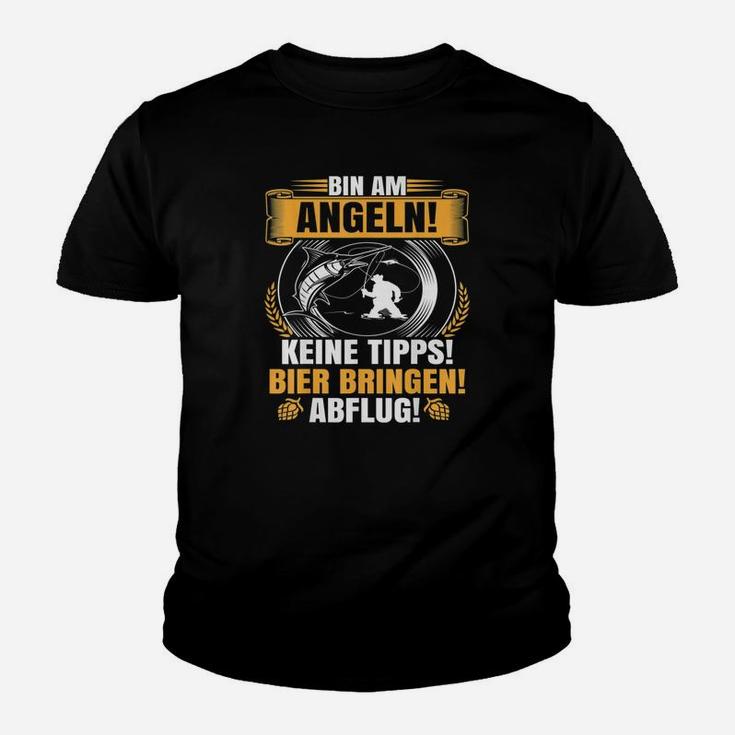 Bin Am Angeln Lustiges Für Bier Trinkende Angler Kinder T-Shirt