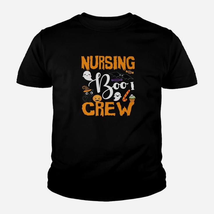 Black Cat Pumpkin Candy Ghost Nursing Boo Crew Kid T-Shirt