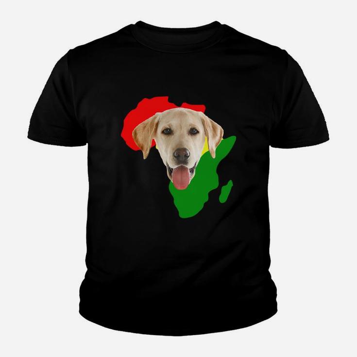 Black History Month African Map Labrador Retriever Gift For Pet Lovers Proud Black Kid T-Shirt