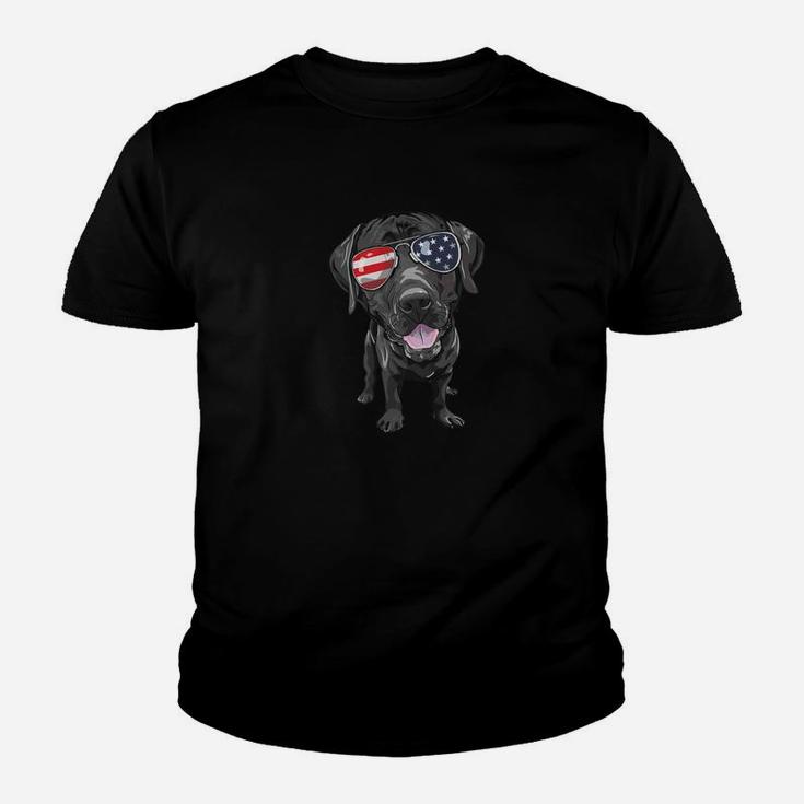 Black Lab Funny Dog Animal Love Dog 4th Of July Kid T-Shirt