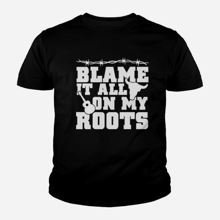 Blame It All On My Roots Country Music Southern Kid T-Shirt