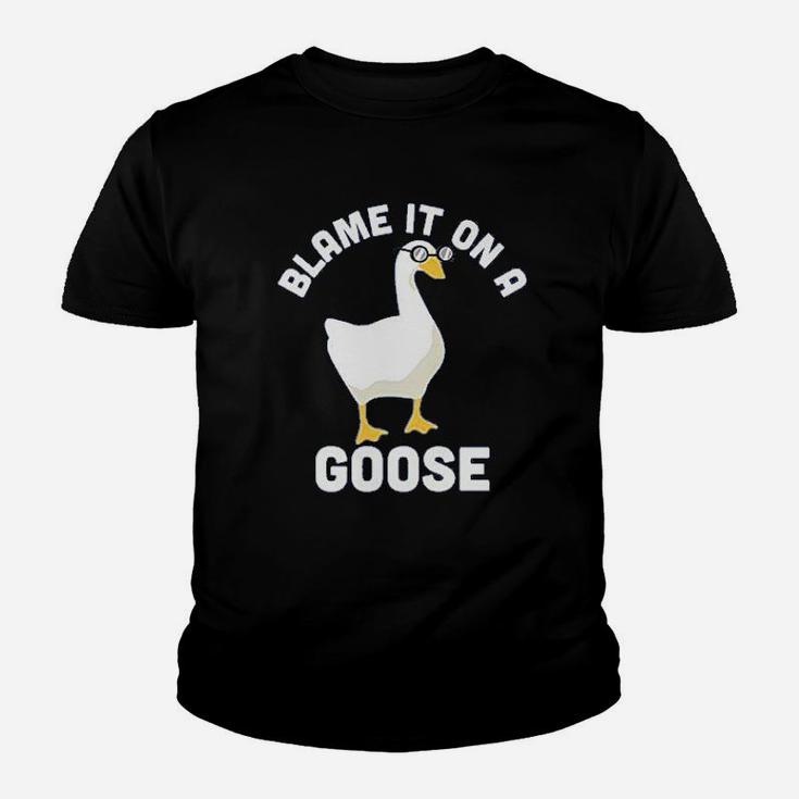 Blame It On A Goose Funny Video Game Meme Graphic Kid T-Shirt
