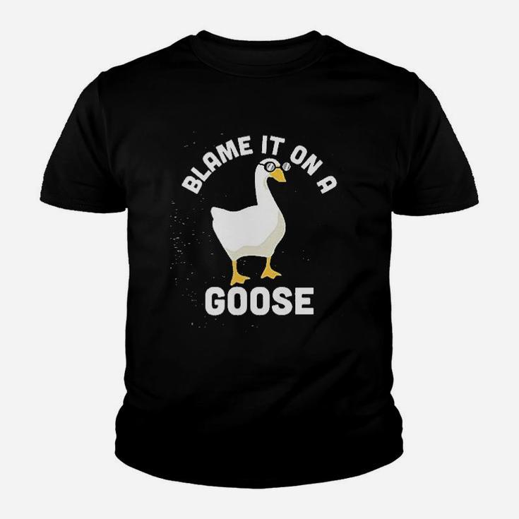 Blame It On A Goose Funny Video Game Meme Graphic Kid T-Shirt