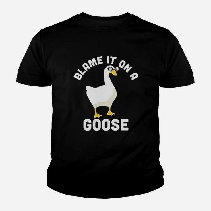 Blame It On A Goose Funny Video Game Meme Kid T-Shirt