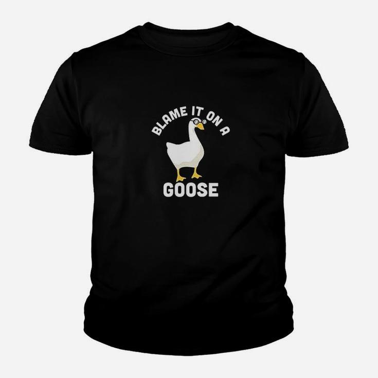 Blame It On A Goose Funny Video Game Meme Kid T-Shirt