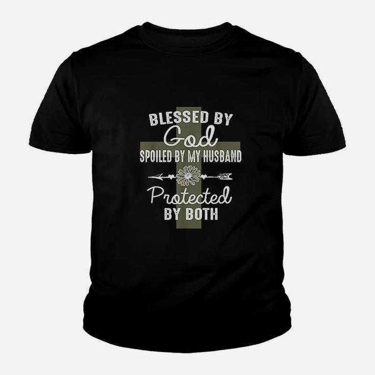 Blessed By God Spoiled By Husband Christian Wife Gift Kid T-Shirt