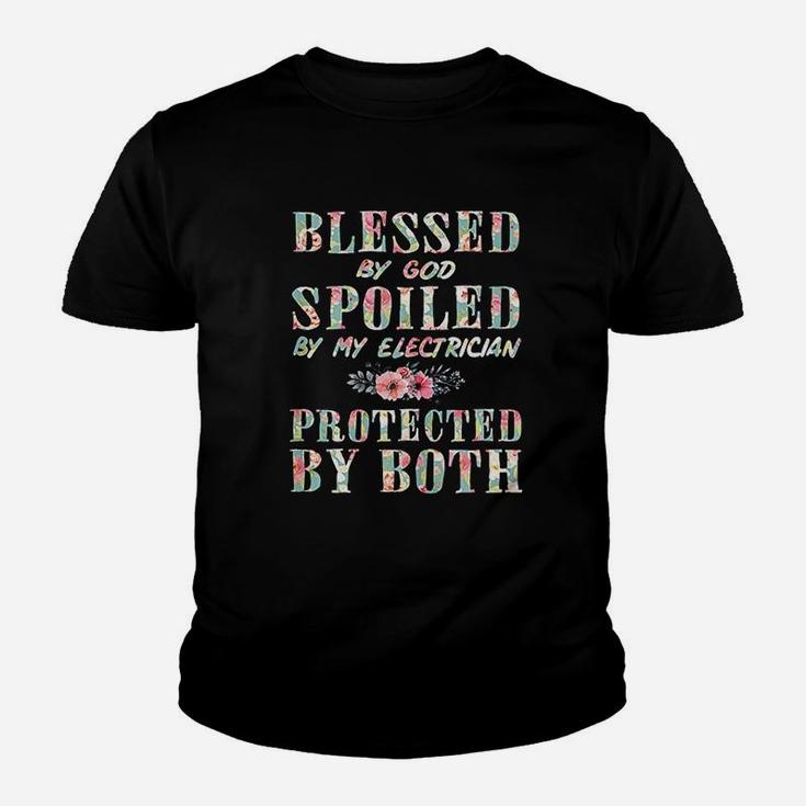 Blessed By God Spoiled By My Electrician Wife Kid T-Shirt