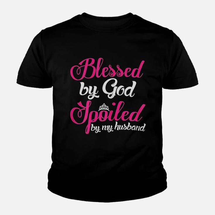 Blessed By God Spoiled By My Husband Wife Gift Kid T-Shirt