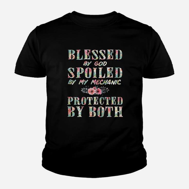 Blessed By God Spoiled By My Mechanic Wife Kid T-Shirt