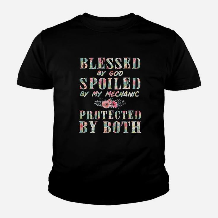 Blessed By God Spoiled By My Mechanic Wife Women Gift Kid T-Shirt