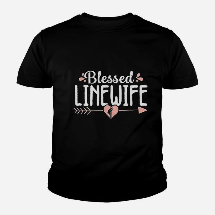 Blessed Line Wife Cute Electrical Lineman Proud Gift Women Kid T-Shirt