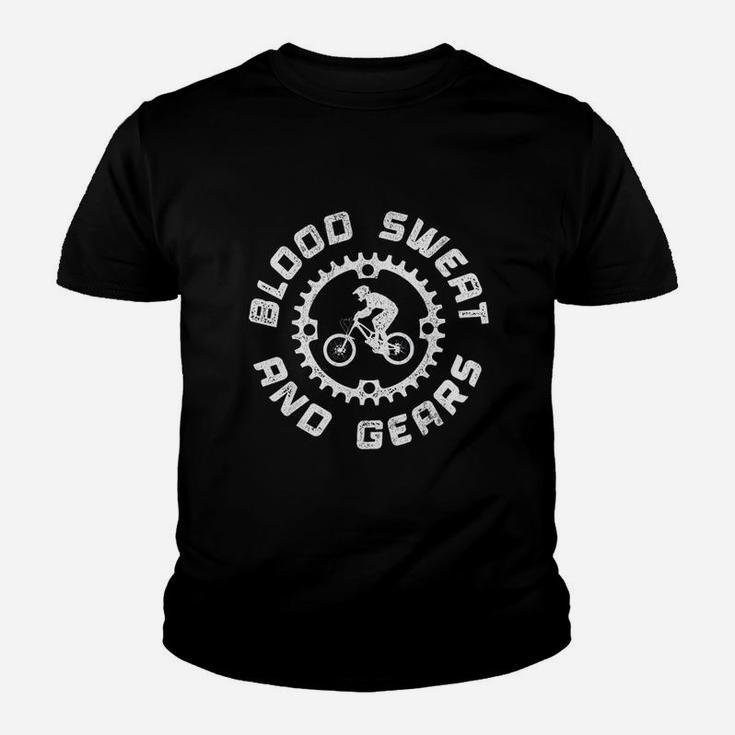 Blood Sweat And Gears Mountain Biking Vintage Bicycle Gear Kid T-Shirt