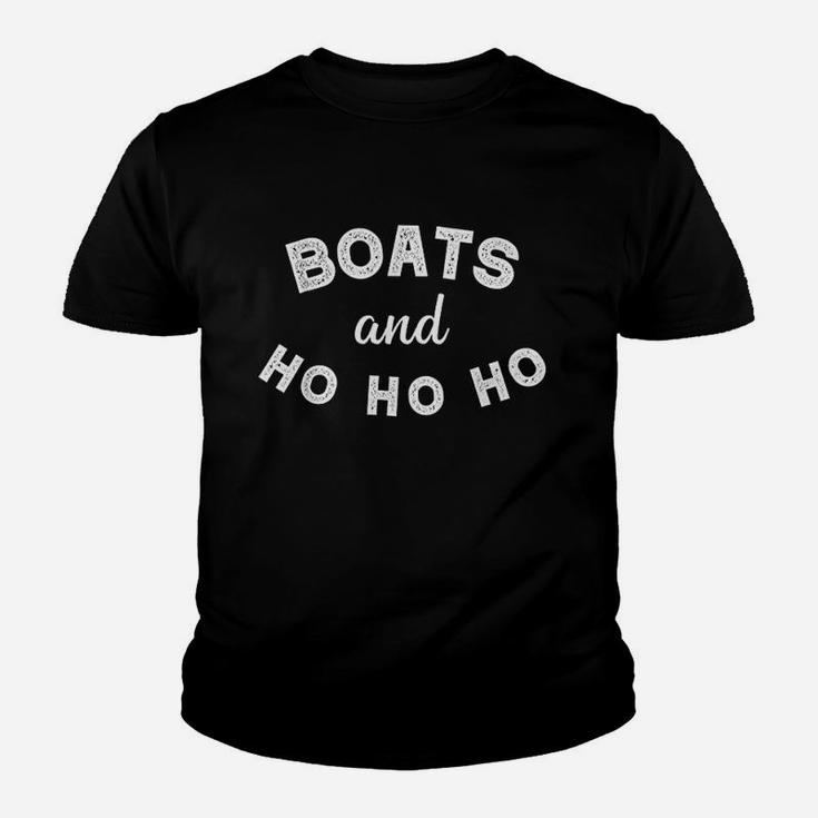 Boats And Ho Ho Hoes Funny Cool Santa Christmas Boating Kid T-Shirt