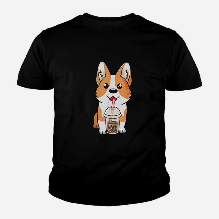 Boba Tea Corgi Dog Puppy Lover Kid T-Shirt