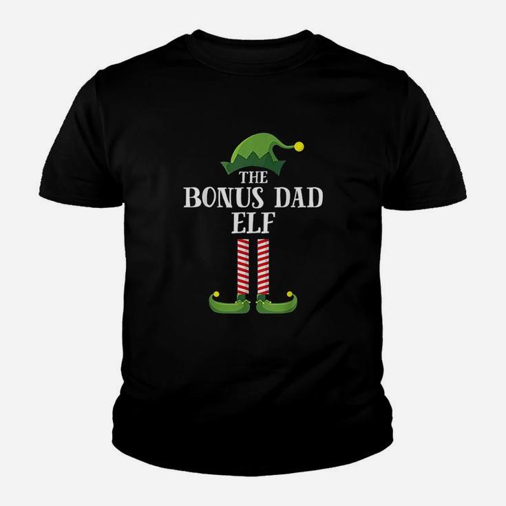 Bonus Dad Elf Matching Family Group Christmas Party Kid T-Shirt