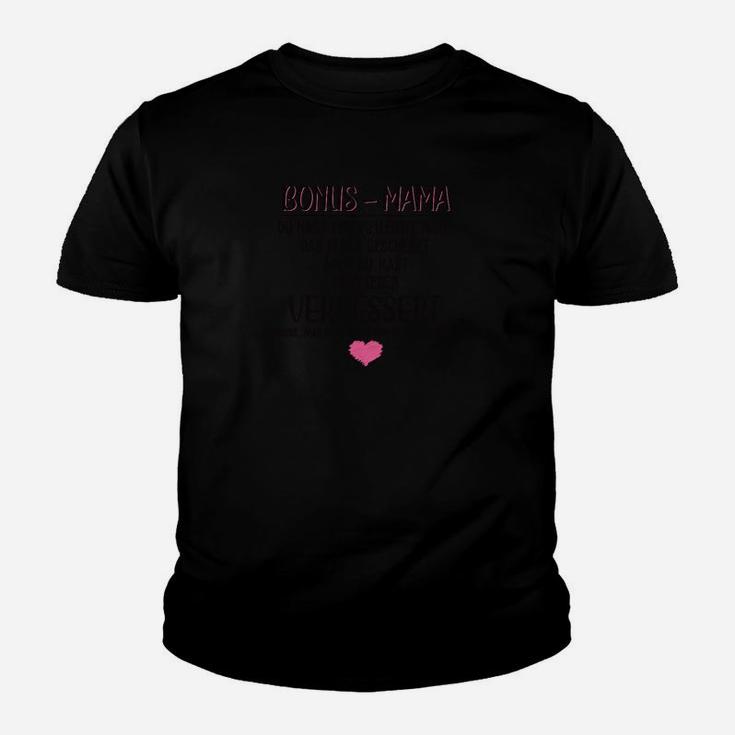 Bonus-Mama Schwarzes Kinder Tshirt mit Herz Motiv, Stiefmutter Tee