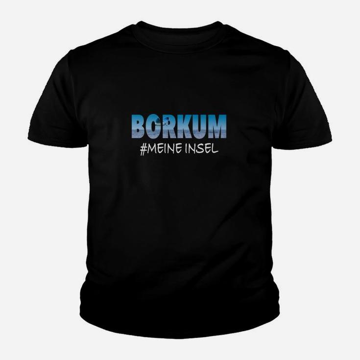 Borkum #MeineInsel Schriftzug Kinder Tshirt, Souvenir Schwarz Tee