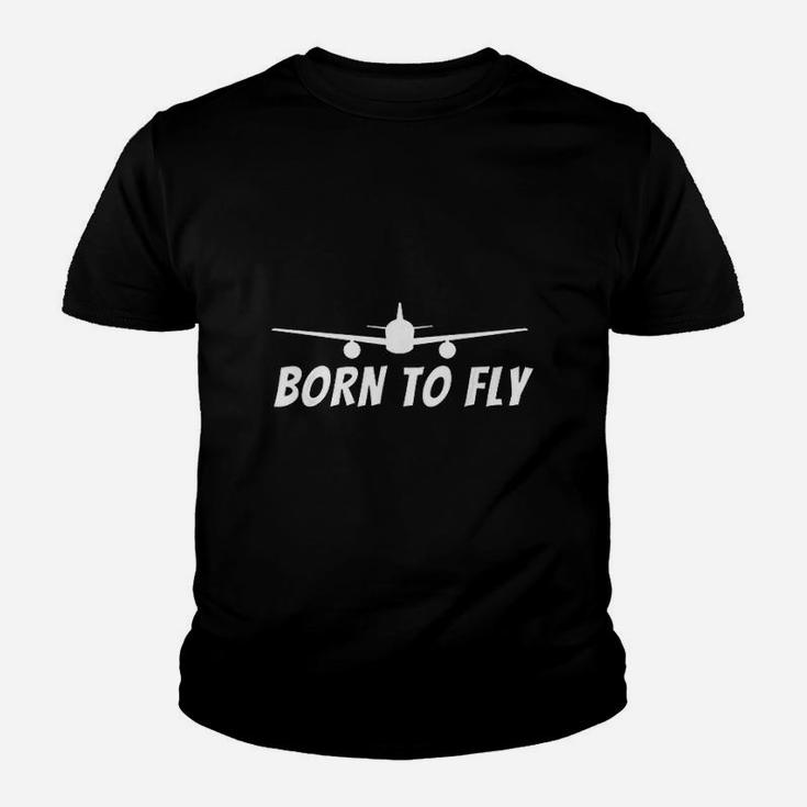 Born To Fly Funny Pilot Aviation Airplane Gift Kid T-Shirt