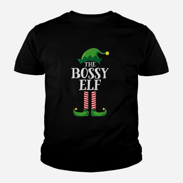 Bossy Elf Matching Family Group Christmas Party Kid T-Shirt