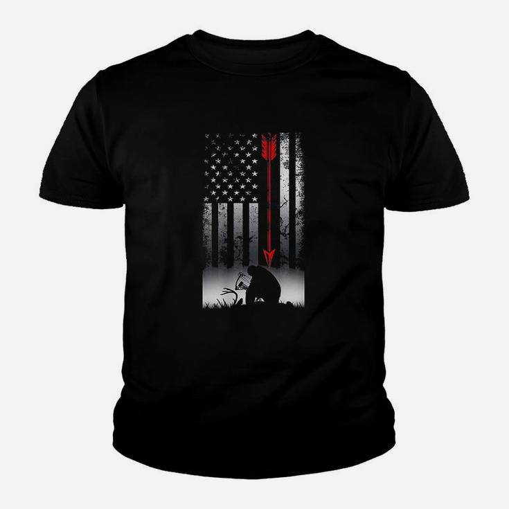 Bow Deer Hunting American Flag Gift For Bow Hunting Kid T-Shirt