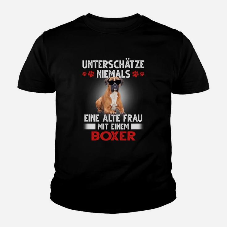 Boxer Unterschätze Niemals Eine Alte Frau Kinder T-Shirt