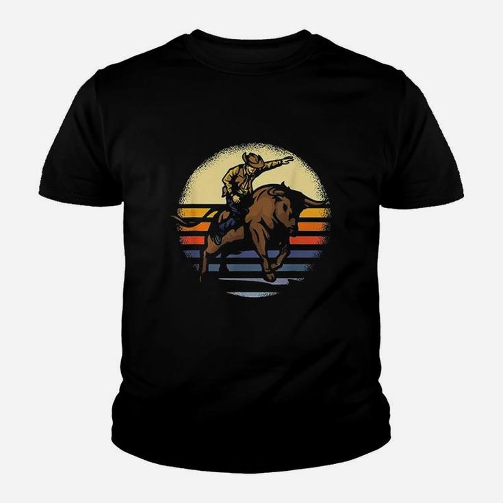Bull Riding Rodeo Rider Cowboy Western Vintage Retro Gift Kid T-Shirt