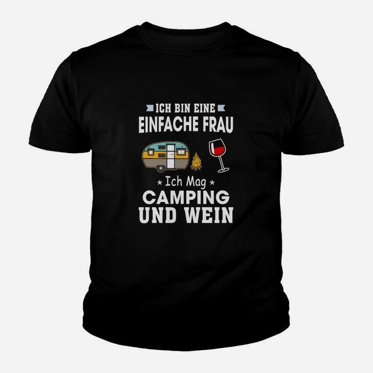 Camping und Wein Kinder Tshirt für Frauen, Outdoor Liebhaber Tee