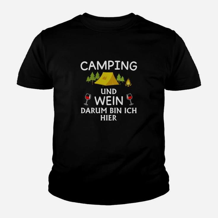 Camping und Wein Kinder Tshirt, Lustiges 'Darum bin ich hier' Design