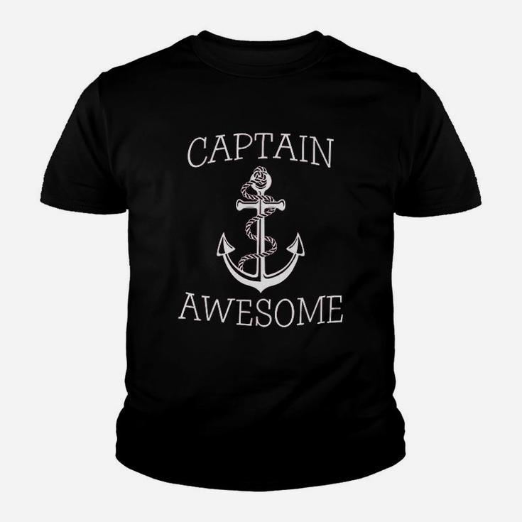 Captain Awesome Fishing Boat Cool Fisherman Kid T-Shirt
