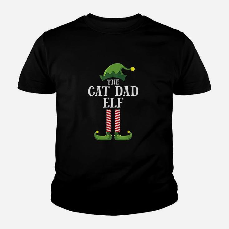 Cat Dad Elf Matching Family Group Christmas Party Pajama Kid T-Shirt