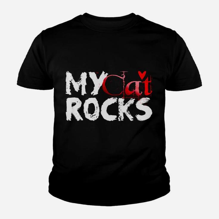 Cat Love Valentine My Cat Rocks Fun Funny Kid T-Shirt
