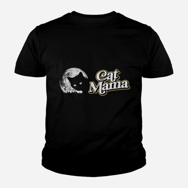 Cat Mama Vintage Eighties Style Cat Retro Full Moon Kid T-Shirt