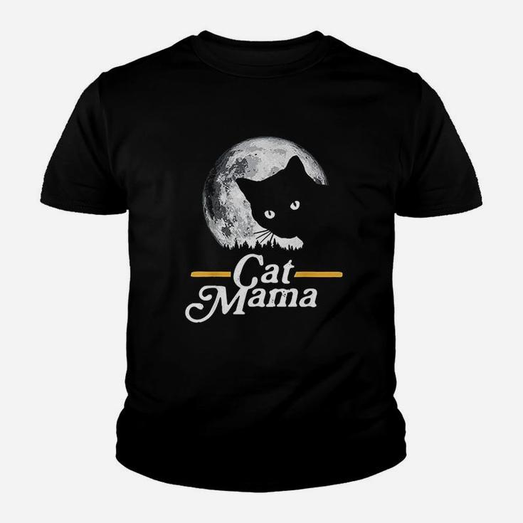 Cat Mama Vintage Eighties Style Cat Retro Full Moon Kid T-Shirt