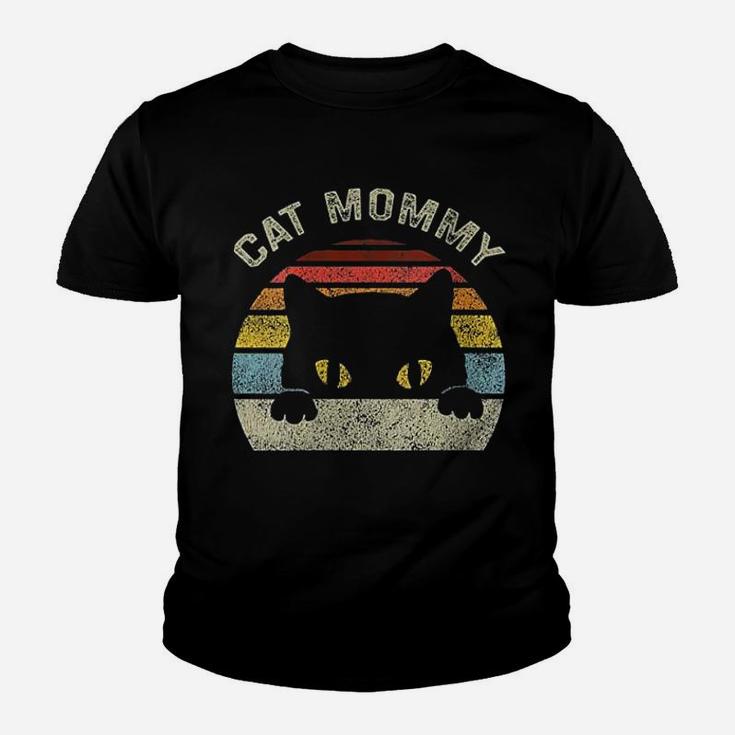 Cat Mommy Women Vintage Retro Black Cats Mom Mothers Day Kid T-Shirt