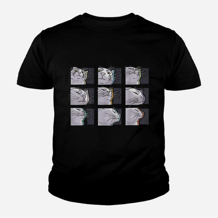Cat Vibing Meme Catjam Funny Cat Vibing To Music Kid T-Shirt